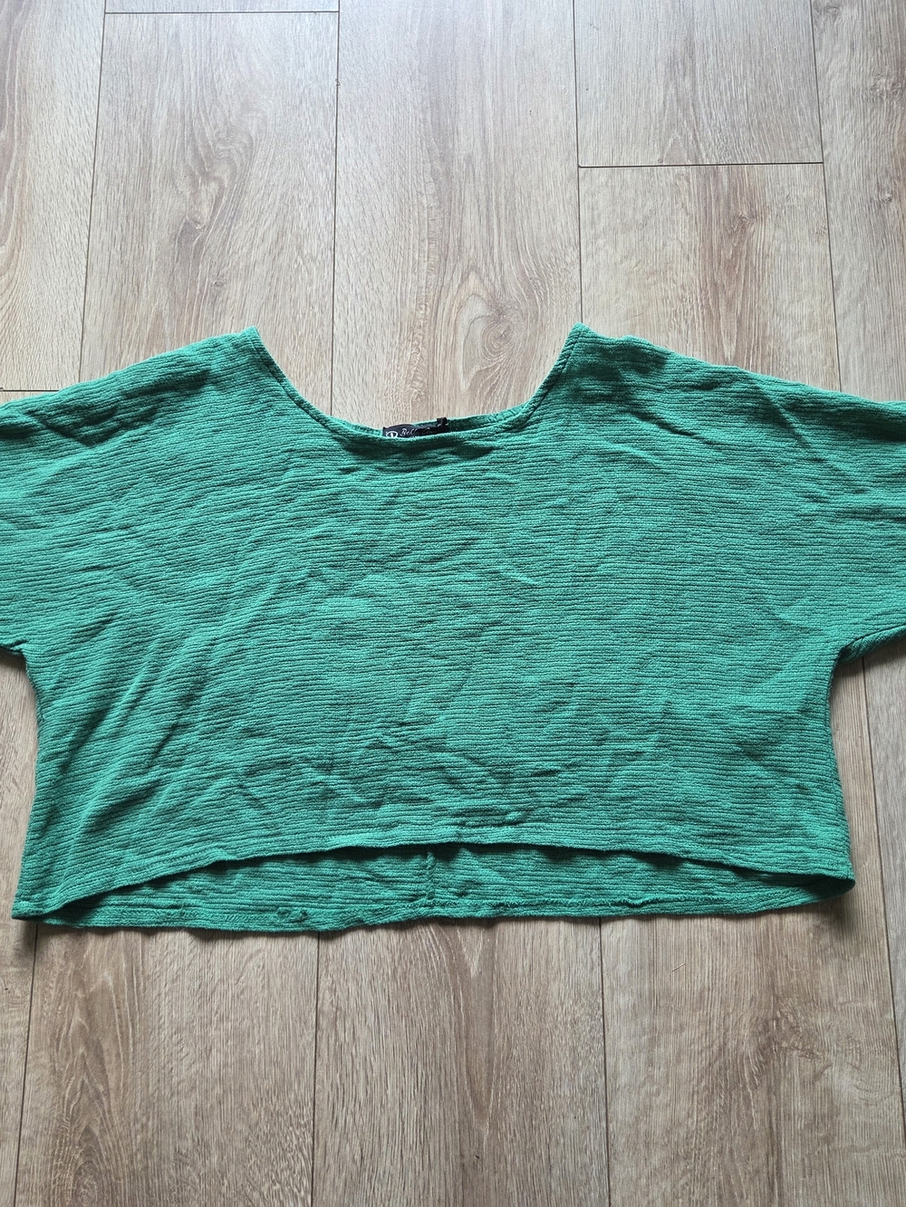 Green Cropped Boatneck Women's Top